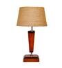 Milan Brown Natural Fiber Shade Night Lamp With Wood Base