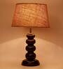 Matteo Brown Natural Fiber Shade Night Lamp With Wood Base