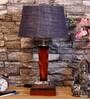 Mountwill Brown Natural Fiber Shade Night Lamp With Wood Base