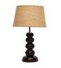 Matteo Brown Natural Fiber Shade Night Lamp With Wood Base