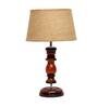 Venice Brown Natural Fiber Shade Night Lamp With Wood Base