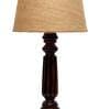 Daisy Brown Natural Fiber Shade Night Lamp With Wood Base