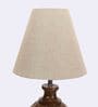 Emmett Brown Fabric Shade Night Lamp With Wood Base