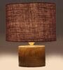 Brown Shade Table Lamp With Wood Base