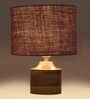 Brown Shade Table Lamp With Wood Base