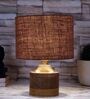 Brown Shade Table Lamp With Wood Base