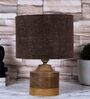 Brown Shade Table Lamp With Wood Base