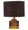 Brown Shade Table Lamp With Wood Base