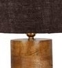 Brown Shade Table Lamp With Wood Base