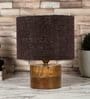 Brown Shade Table Lamp With Wood Base