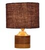 Brown Shade Table Lamp With Wood Base