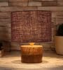 Brown Shade Table Lamp With Wood Base