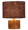 Brown Shade Table Lamp With Wood Base