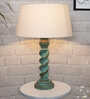Brown Shade Table Lamp With Wooden Base