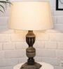 Cream Shade Table Lamp With Wooden Base