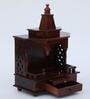 Brown Sheehsam Wood Wall Mounted Mandir Without Door