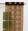Brown Polyester Sheer 9 Feet Eyelet Curtain (Set of 2)