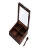 Brown Sheesham Wood 4 Containers (Each 40ml) Spice Box With Spoon