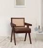 Brown Sheesham Wood Arm Chair In Blue Color