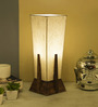 Jumilla Off White Fabric Shade Table Lamp With Wood Base