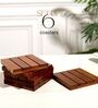Brown Sheesham Wood Reversible Coaster Set