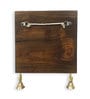 Tribal Borderswarli Hand-Painted Dhokra In Sheesham Wood (6 Hooks) Key Holder