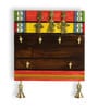 Tribal Borderswarli Hand-Painted Dhokra In Sheesham Wood (6 Hooks) Key Holder