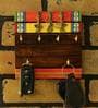 Tribal Borderswarli Hand-Painted Dhokra In Sheesham Wood (6 Hooks) Key Holder