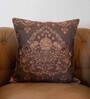 Brown Textured Silk 16 x 16 Inches Embroidered Cushion Cover