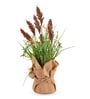 Brown Silk Plastic And Jute Faux Pampas Grass Arrangement Flower Bunch With Jute Wrap