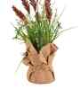 Brown Silk Plastic And Jute Faux Pampas Grass Arrangement Flower Bunch With Jute Wrap