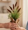 Brown Silk Plastic And Jute Faux Pampas Grass Arrangement Flower Bunch With Jute Wrap