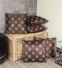 Brown Traditional Silk 16 x 16 Inches Cushion Covers (Set of 5)