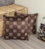 Brown Traditional Silk 16 x 16 Inches Cushion Covers (Set of 2)