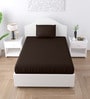 Brown Solid 150 TC Cotton Single Bed Sized Bedsheet With 1 Pillow Cover