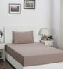 Brown Solid 200 TC Cotton Fitted Single Bedsheet With 1 Pillow Cover