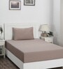 Brown Solid 200 TC Cotton Single Bedsheet With 1 Pillow Cover