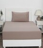 Brown Solid 200 TC Cotton Single Bedsheet With 1 Pillow Cover