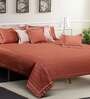 Brown Solid 300 TC Cotton Quilted Double Bed Cover with 2 Pillow Covers & 2 Cushion Covers with Filler Kairo Collection