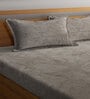 Brown Solid 300 TC Wool  Double Fitted Bedsheet with 2 Pillow covers