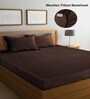 Brown Solid 300 TC Woollen Fitted Double Bedsheet with 2 Pillow Covers