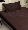 Brown Solid 300 TC Woollen Fitted Single Bedsheet with Pillow Cover