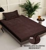 Brown Solid 300 TC Woollen Fitted Single Bedsheet with Pillow Cover