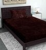 Brown Solid 300 TC Yarn Single Fitted Bedsheet With 1 Pillow Cover