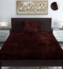 Brown Solid 300 TC Yarn Single Fitted Bedsheet With 1 Pillow Cover