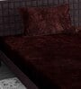 Brown Solid 300 TC Yarn Single Fitted Bedsheet With 1 Pillow Cover