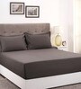 Brown Solid 400 TC Cotton King Sized Bed Sheets with 2 Pillow Covers