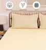 Brown Solid 600 TC Cotton 1 Double Bedcover with 2 Pillow cover
