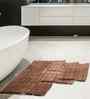 Brown Solid Cotton 28x47 Inches Anti Skid Bath Mat