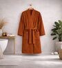 Brown Solid Cotton Men Bath Robe With Belt (L)
